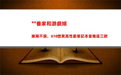 掙錢養家和玩游戲娛樂兩不誤 618想買高性能筆記本推廣這三款