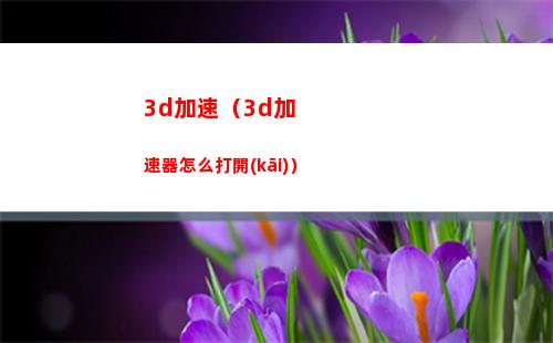 d加速（3d加速器怎么打開(kāi)）"