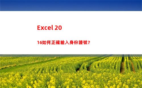 Excel 2016如何正確輸入身份證號？