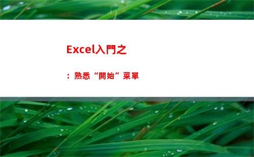 Excel入門之：熟悉“開始”菜單(excel入門培訓)