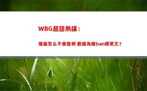 WBG超話熱議：燈皇怎么不會霞啊 教練為啥ban德萊文？
