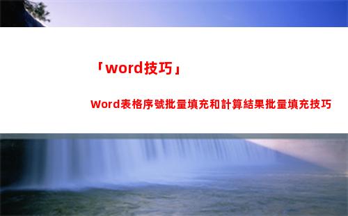 「word技巧」Word表格序號批量填充和計算結果批量填充技巧(WORD技巧)