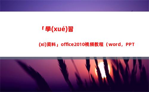「學(xué)習(xí)資料」office2010視頻教程（word，PPT，Excel）(學(xué)習(xí)資料網(wǎng))