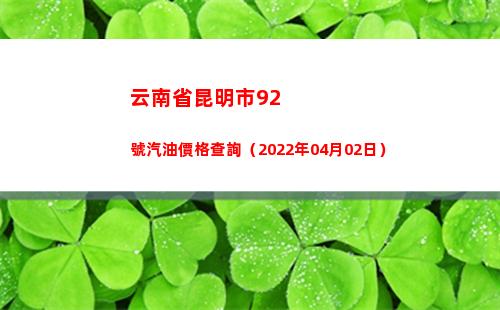 云南省昆明市92號汽油價格查詢（2022年04月02日）