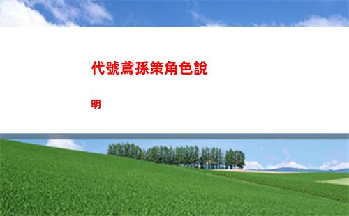 代號鳶孫策角色說明