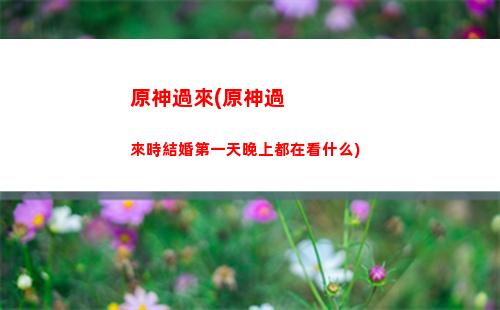 原神過海(原神過海用誰)