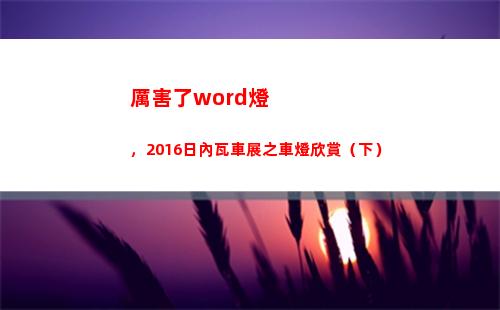 厲害了word燈，2016日內瓦車展之車燈欣賞（下）(厲害了Word哥)