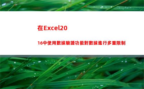 在Excel2016中使用數據驗證功能對數據進行多重限制(在excel2010)