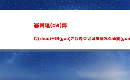 塞爾達(dá)傳說(shuō)王國(guó)之淚馬亞可可神廟怎么通關(guān)