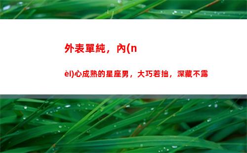 外表單純，內(nèi)心成熟的星座男，大巧若拙，深藏不露(外表單純)