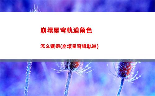 崩壞星穹軌道奶媽角色(崩壞之星穹軌道下載)