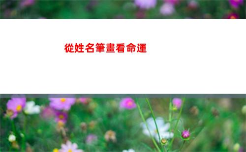 從姓名筆畫看命運(姓名的筆畫決定一個人的命運)