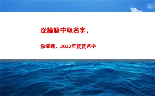 從論語中取名字，你懂嗎，2022年寶寶名字(從論語中取公司名字)