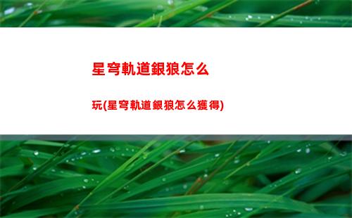 星穹軌道有4星奶媽嗎(星穹軌道4星角色培養)