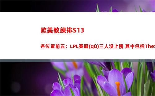 歐美教練排S13各位置前五：LPL賽區(qū)三人沒上榜 其中包括TheShy