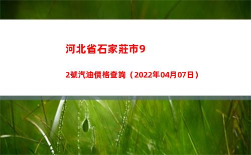 河北省石家莊市92號汽油價格查詢（2022年04月07日）