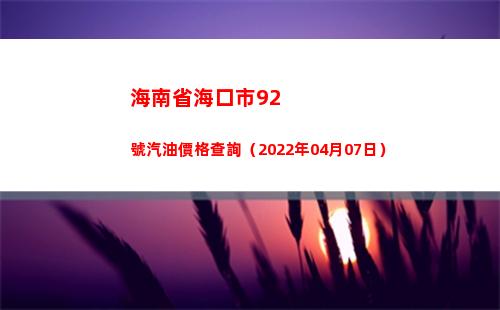 海南省海口市92號汽油價格查詢（2022年04月07日）