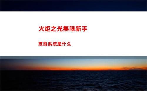 火炬之光無限新手技能系統是什么