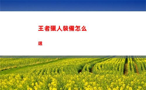 王者獵人裝備怎么選