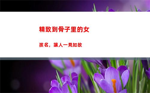 精致到骨子里的女孩名，讓人一見如故(上海人骨子里的精致)