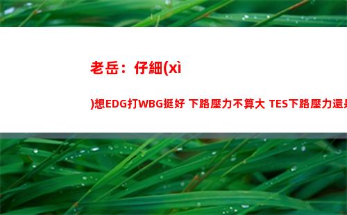 老岳：仔細(xì)想EDG打WBG挺好 下路壓力不算大 TES下路壓力還是有的