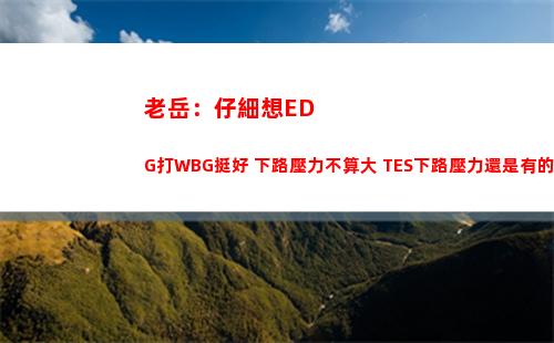 老岳：仔細想EDG打WBG挺好 下路壓力不算大 TES下路壓力還是有的