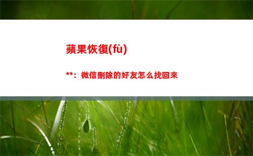 蘋果恢復(fù)大師：微信刪除的好友怎么找回來(蘋果恢復(fù)大師微信好友)
