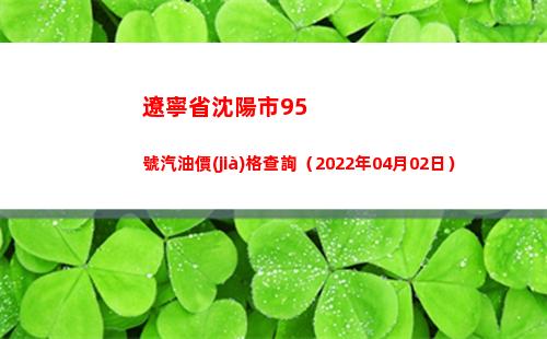 遼寧省沈陽市95號汽油價(jià)格查詢（2022年04月02日）