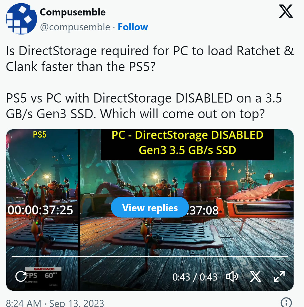 實測發現《瑞奇與叮當：分離》PC加載比PS5更快